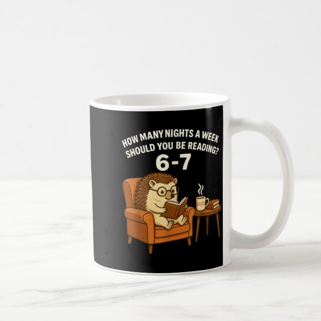 Funny Hedgehog Reading Book 67 Six Seven Meme  Coffee Mug (Right)