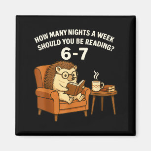 Funny Hedgehog Reading Book 67 Six Seven Meme Magnet