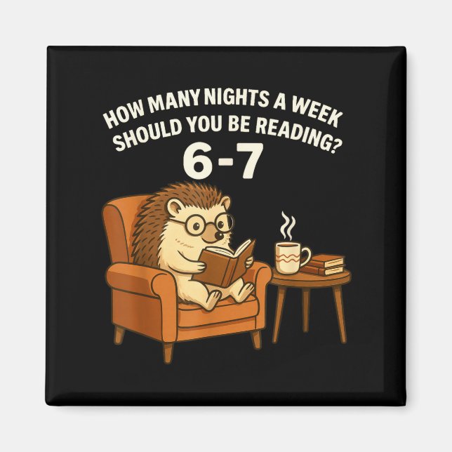 Funny Hedgehog Reading Book 67 Six Seven Meme  Magnet (Front)