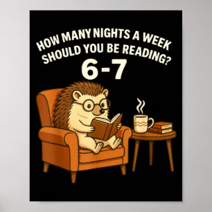Funny Hedgehog Reading Book 67 Six Seven Meme  Poster