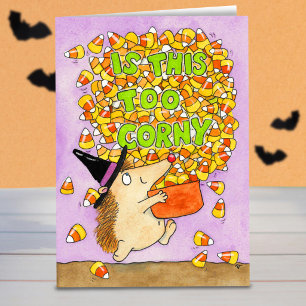 Funny Hedgehog Witch Cartoon Halloween  Card
