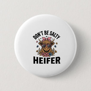 Funny Heifer Cow Floral Butterfly Vintage Design_1 2 Inch Round Button