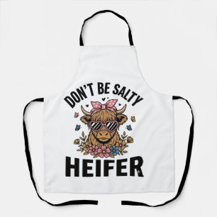 Funny Heifer Cow Floral Butterfly Vintage Design_1 Apron