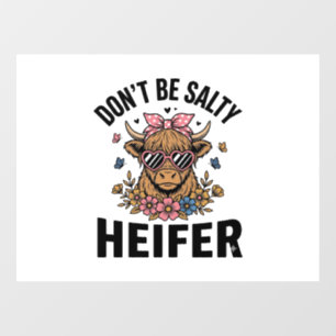 Funny Heifer Cow Floral Butterfly Vintage Design_1 Window Cling