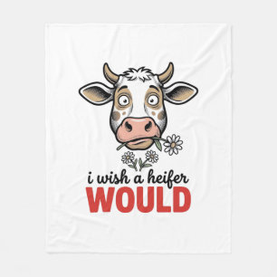 Funny Heifer Cow Vintage Engraving Shirt Design_1 Fleece Blanket