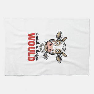 Funny Heifer Cow Vintage Engraving Shirt Design_1 Kitchen Towel