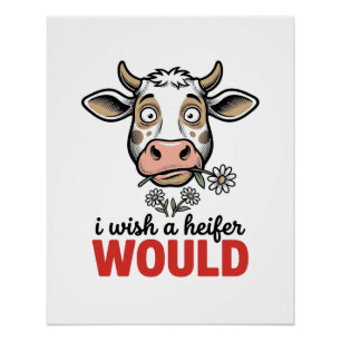 Funny Heifer Cow Vintage Engraving Shirt Design_1 Poster