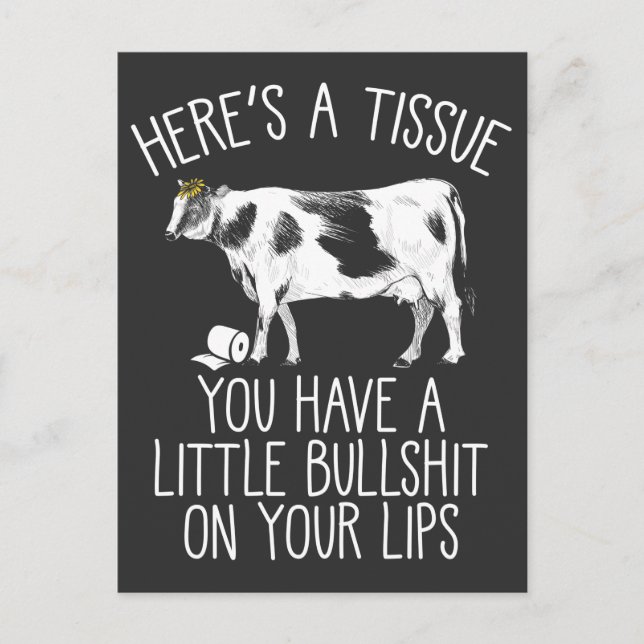 Funny Heifer Crybaby Cow Farmer Bull Softie Postcard (Front)