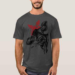 Funny Heifer Red Bandana Nibbling Rice Cattle Farm T-Shirt