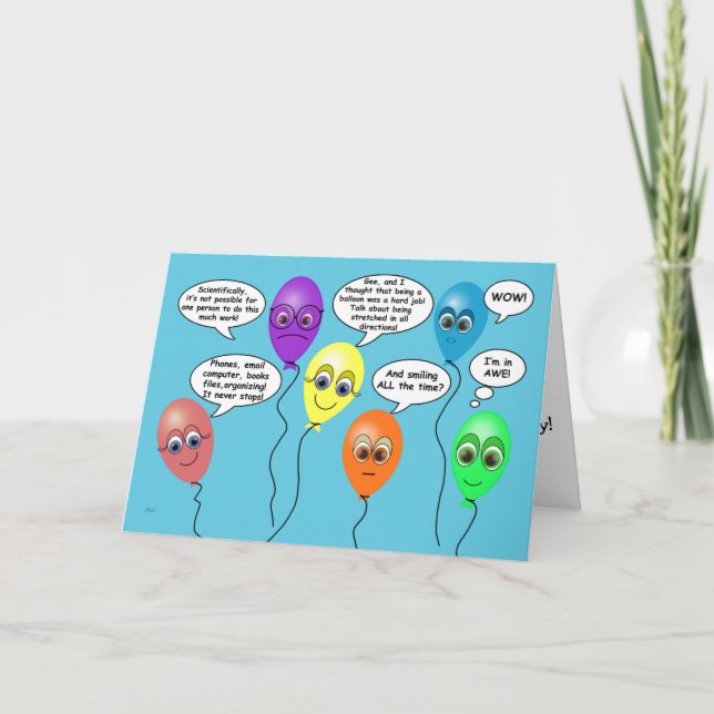 Funny Helium Balloons for Admin Pro Day Card (Front)