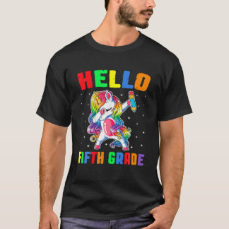 Funny Hello 5Th Grade Unicorn Dabbing Back To Scho T-Shirt