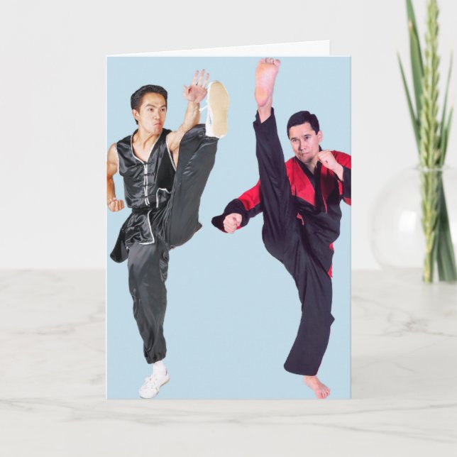 FUNNY HELLO MARTIAL ARTS KARATE GREETING CARTE (Devant)
