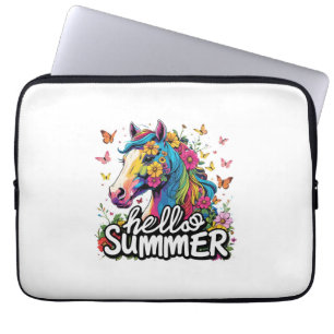 Funny Hello Summer Horse Laptop Sleeve