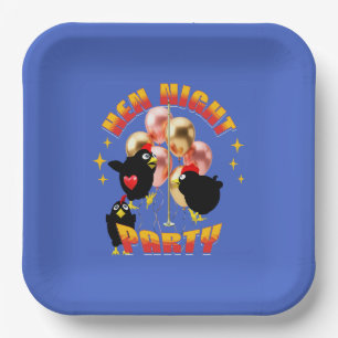 Funny Hen Night Party Chickens Design Paper Plate