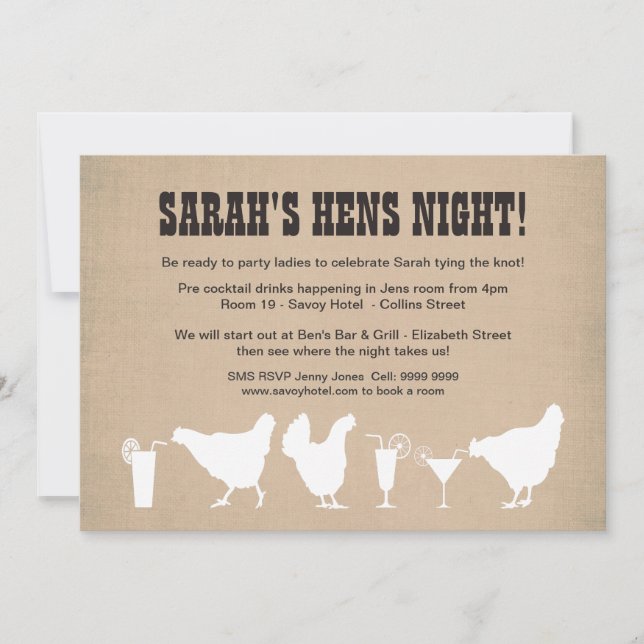 Funny Hens Night Bachelorette Party Invite (Front)