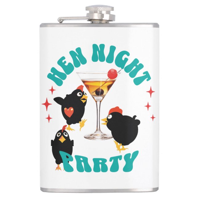 Funny Hens Night Party Funny Chicken  Hip Flask (Front)