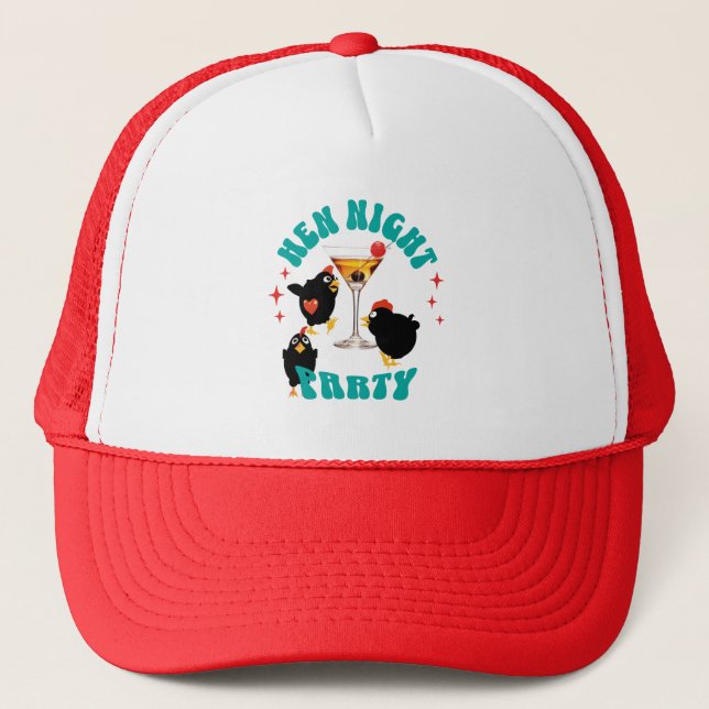 Funny Hens Night Party Funny Chicken  Trucker Hat (Front)