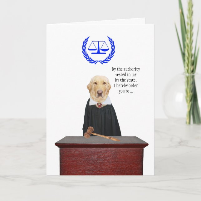 Funny Here Comes the Judge Dog Birthday Card (Front)