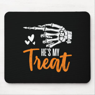 Funny He's My Treat Skeleton Hand Matching Couples Mouse Pad