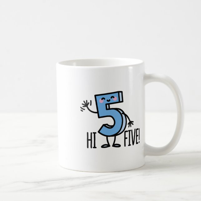 Funny Hi Five! High Hand Hello Wave Number 5 Kids  Coffee Mug (Right)