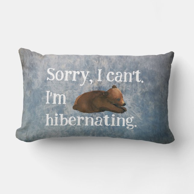 Funny Hibernating Bear Lumbar Pillow (Front)