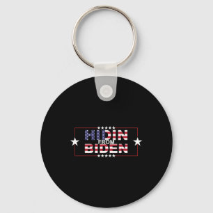 Funny Hidin From Biden - Anti Joe - Pro Trump Keychain