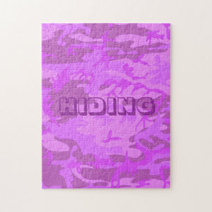 Funny Hiding Camouflage Pastel Purple Pattern Jigsaw Puzzle