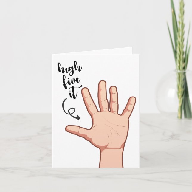 Funny High five it illustrated hand congratulation Card (Front)