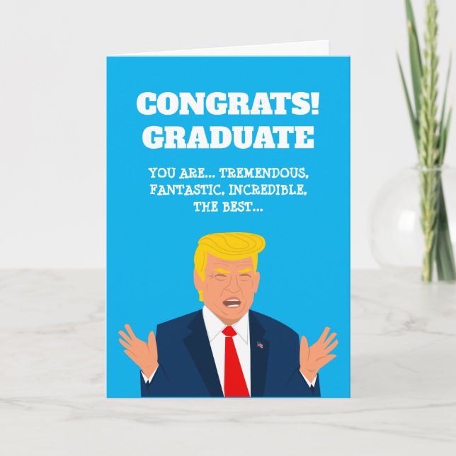 Funny High School Graduation 2022 Trump cartoon Card (Front)