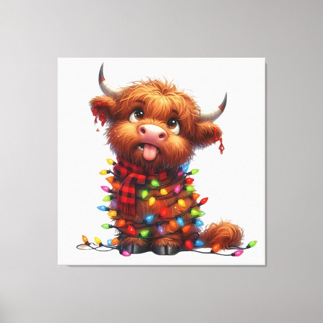 Funny Highland Cow Canvas Print (Front)