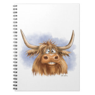Funny Highland Cow cartoon Notebook