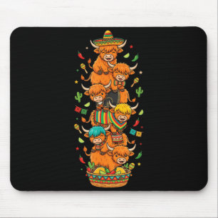 Funny Highland Cow Cinco De Mayo Kids Mens Womens Mouse Pad