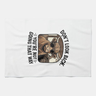 Funny Highland Cow Don’t Look Back Retro Kitchen Towel
