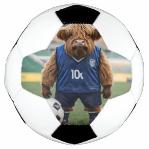 Funny Highland Cow Dressed For Soccer, Soccer Ball