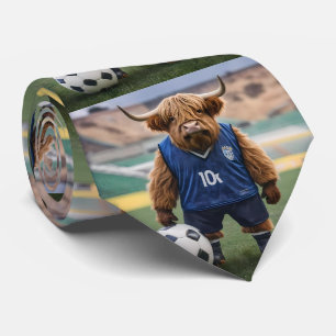 Funny Highland Cow Dressed For Soccer, Tie
