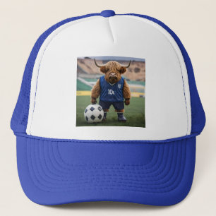 Funny Highland Cow Dressed For Soccer, Trucker Hat