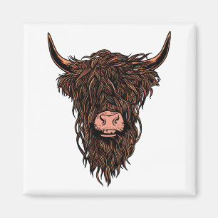Funny Highland Cow Head Magnet