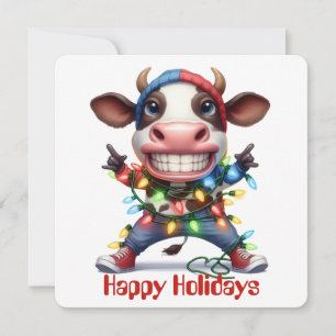 Funny Highland Cow Holiday Greeting Card