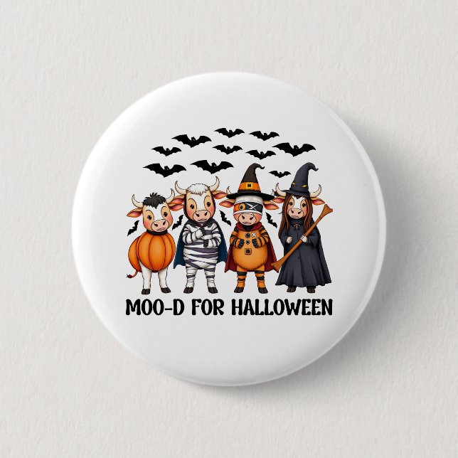 Funny Highland Cow Moo-d for Halloween 2 Inch Round Button (Front)
