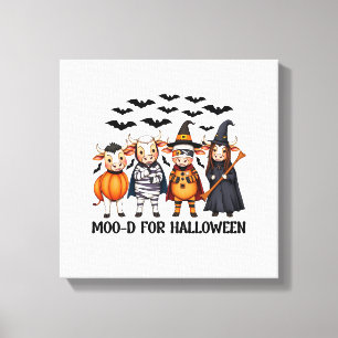 Funny Highland Cow Moo-d for Halloween Canvas Print