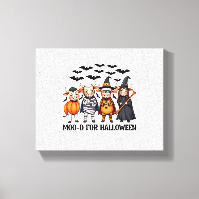 Funny Highland Cow Moo-d for Halloween Canvas Print (Front)