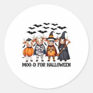 Funny Highland Cow Moo-d for Halloween Classic Round Sticker