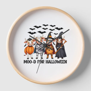 Funny Highland Cow Moo-d for Halloween Clock