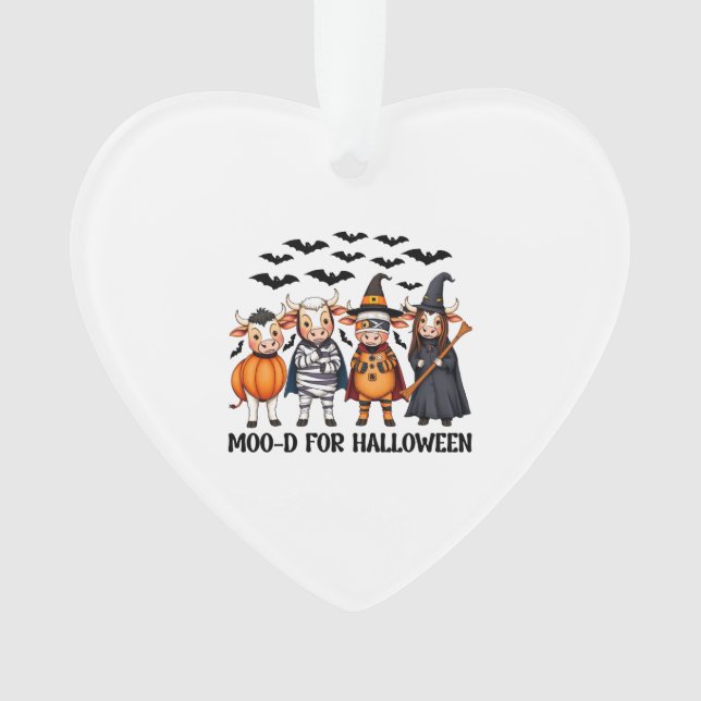 Funny Highland Cow Moo-d for Halloween Ornament (Front)