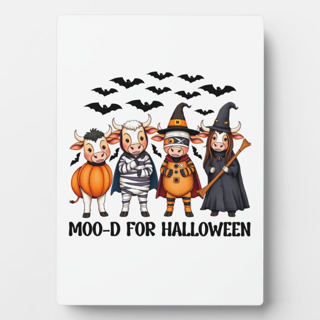 Funny Highland Cow Moo-d for Halloween Plaque (Front)