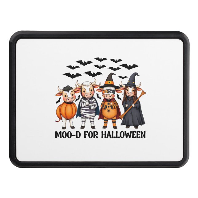 Funny Highland Cow Moo-d for Halloween Trailer Hitch Cover (Front)