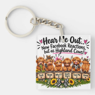 Funny Highland Cow Reactions Keychain