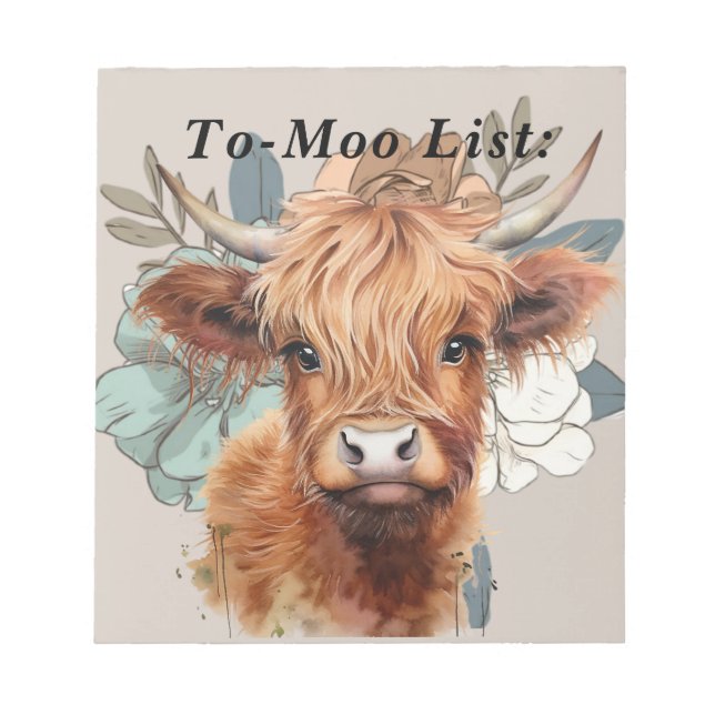 Funny highland cow to - moo list Notepad. Notepad (Front)