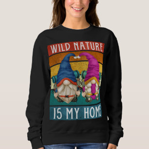 Funny Hiker Gnomes With Travel Backpack Retro Hiki Sweatshirt