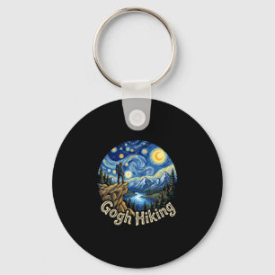 Funny hiker gogh hiking starry night art van gogh keychain